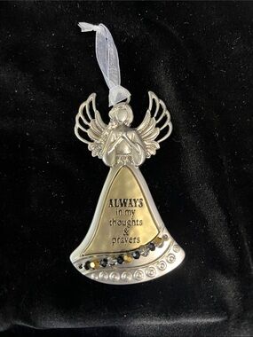 Ganz-Silver-tone Angel Ornament - "Always in My Thoughts & Prayers"
